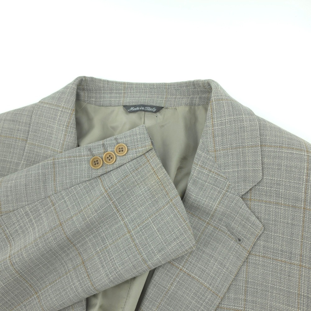 Zanella Mens Sport Coat Loro Piana Wool Grey Plaid 46R Made in Italy 2 Button